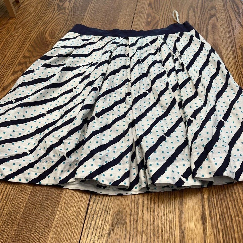 Edme Esyllte Polka Dot Diagonal Stripe Aline Pleated Front Skirt Womens 8